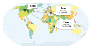 Map of Inda and Hope's countries